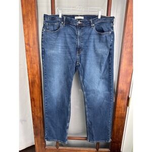 Levi Strauss Signature Gold Mens Relaxed Straight Jeans Blue 42x32 Medium Wash